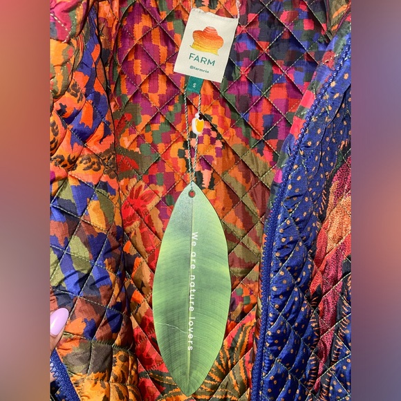 NWT Farm Rio Patchwork Midi Puffer Jacket Parrot Size Small - Picture 5 of 12